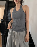 Mio pinstripe off-shoulder layered set