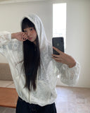 [MADE] Deki Flower Punching Long Sleeve Hooded Zip-up