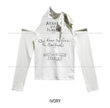 Mood Scarf Lettering Slit Long Sleeve