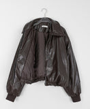 Naoko Glossy Leather Bomber Jumper
