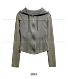 Texture Line Dyeing Ribbed Hood Zip-Up