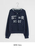 Femme Star Printing Hood Zip-Up