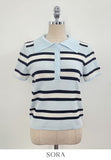 Oldin Stripe Collar Short Sleeve Knit