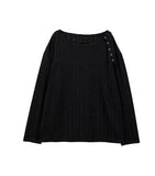 [PLAN MADE/MADE] Slant Snap Damaged Knit