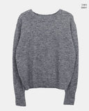 Moin wool V-neck loose button long sleeve knit