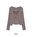 Ropi Pocket Cutting Sleeveless Cardigan Set