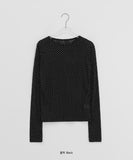 Kanka Dot Ribbed Round Long Sleeve Tee