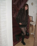 Tsuha Fur Hooded Lining Quilted Loose Fit Zip-Up Jacket