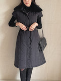 Redu Quilting Long Padding Coat Vest (Belt Set)