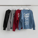 High Quality Cat Embroidery Thick Shibori Long Sleeve Knit