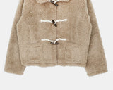 Ending Collar Pocket Duffle Wool Fluffy Fur Jacket