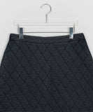 Tapes banding quilted denim mini skirt