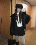 Leon collar quilted fur half jacket