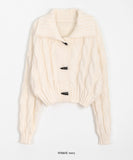 Beltin duffel cable crop collar cardigan