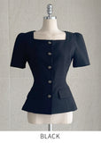 Light Square Short Sleeve Tweed Blouse Jacket