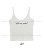 Kitsch Ribbon Lettering Crop Sleeveless