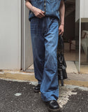 Pura Pintuck Strap Denim Pants