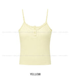 Heming Ribbed Lace Button Sleeveless Top