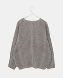 Dame Cable V-neck Loose Fit Long Sleeve Long Knit