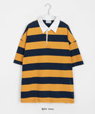 [unisex] Suki Stripe Collar Over Short Sleeve Tee