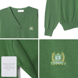 City embroidery V-neck cardigan