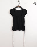 Kundi back slit strap boucle short sleeve knit