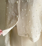 Gret See-through Pearl Puff Jacket Blouse