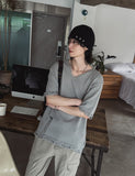 Atelie damage V-neck short sleeves knitwear