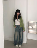 [A/M] Seulleon Cut Denim Washing Wide Pants