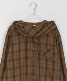 Melyu Wrinkle Summer Check Hood Shirt