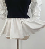 Sign Bustier Layered Three Quarter Shirring Shirt