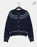 [wool5] Kotok Snowflake Winter Nordic Wool Knit Cardigan