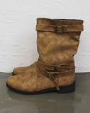 Grason suede gathered leather belted boots