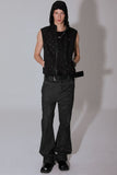 twin zipper dot hood vest