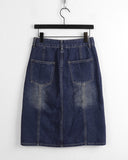 Arkley Y2K Retro Washing Denim Midi Skirt
