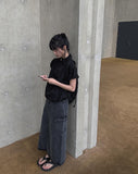 Posh black blue cargo long skirt