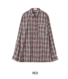 Pocky Button Neck Collar Check Shirt