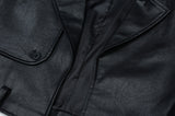 [mnem] leather trench crop jacket