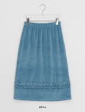 Oleden Velvet Frill Long Skirt