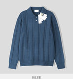 Lot cable button collar knit