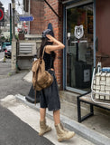 [U-BASIC/1+1] Lucy Ribbed U-Neck Mango Sleeveless