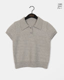 Ledo Collar Cut Button Short Sleeve Knit