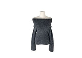 [Muffler Set/Wool Knit] Cozen Off-Shoulder Loose Fit Tie Knit