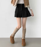 Corduroy Fleece Brushed A-line Pleated Winter Pants Skirt