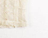 Illum Embroidery Punching Slit Cropped Short Sleeve Blouse