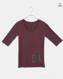 Kinun Number Printing Round Neck Elbow Length T-shirt