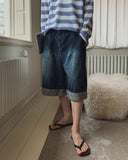 Cuffrey Dart Rollup Bermuda Denim Pants