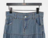 Murie Denim Tiered Button Long Skirt