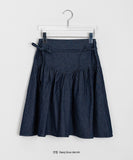 Belmi Ribbon String Denim Midi Skirt
