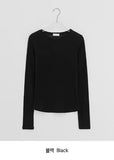 Decal Tencel Wool Round Long Sleeve Tee